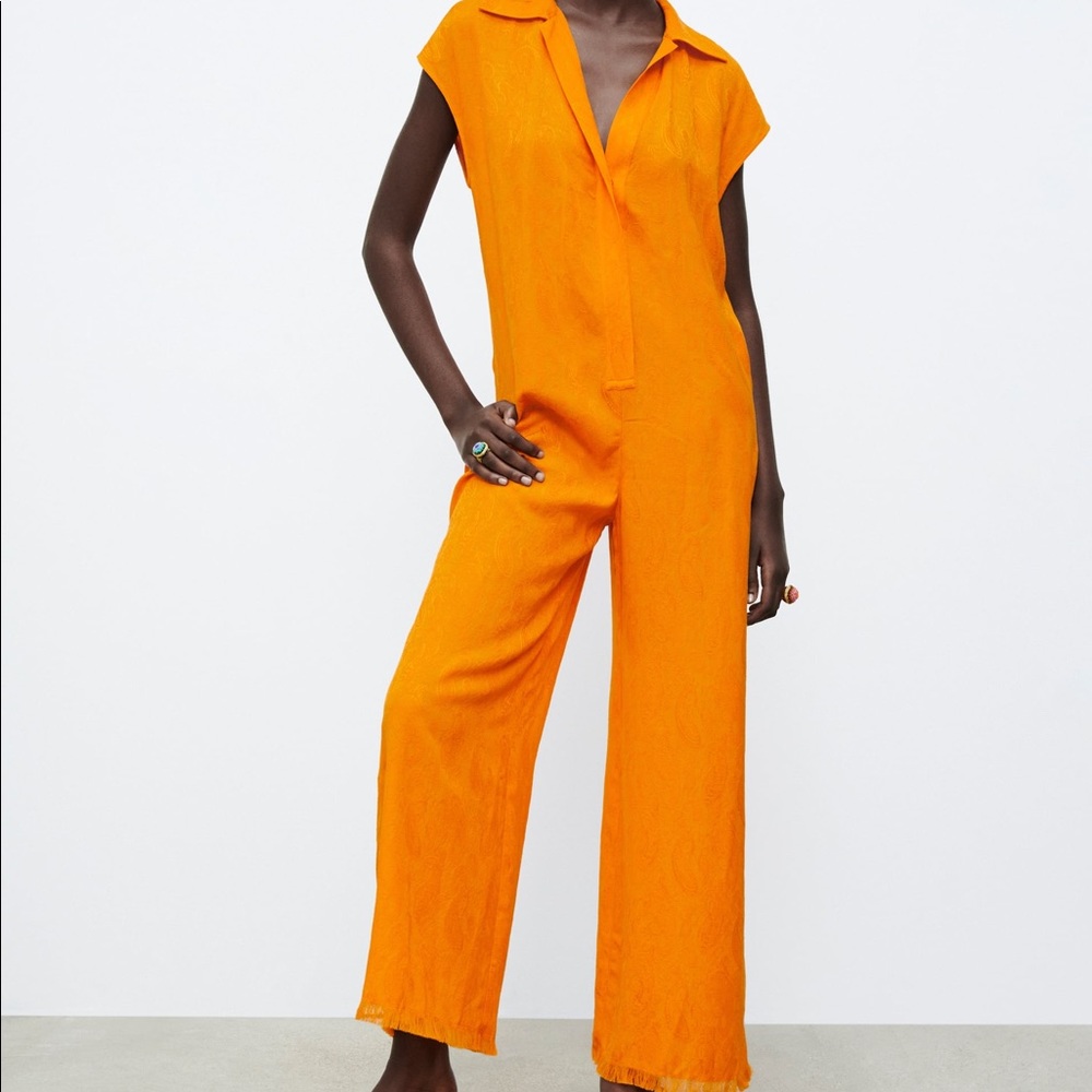 ZARA FULL LENGTH JACQUARD JUMPSUIT - Picture 2 of 5